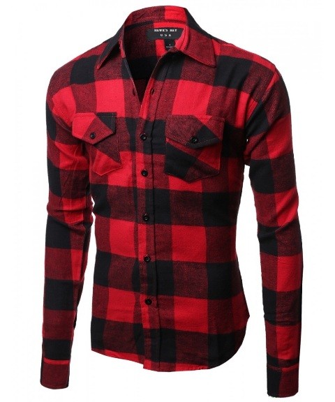 MEN PLAID LONG SLEEVE SHIRTS