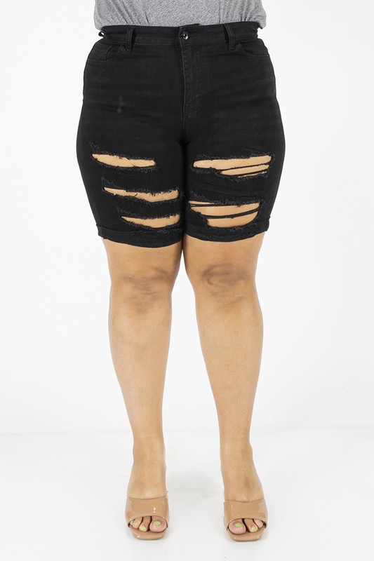 PLUS DENIM SHORTS