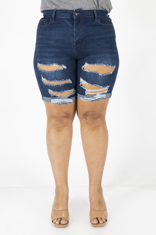 PLUS DENIM SHORTS