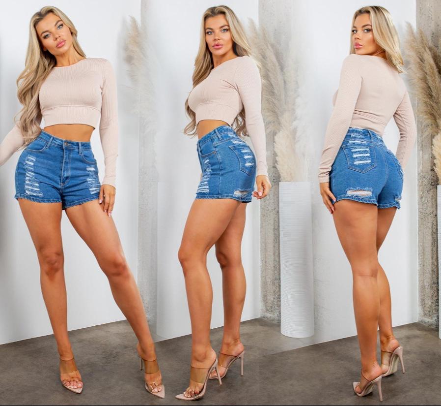 LADIES DESTRESSED SHORTS