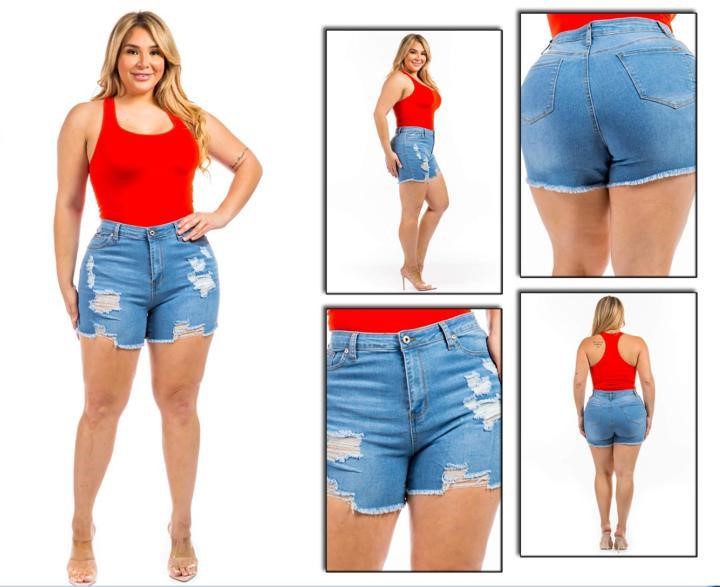 PLUS RIPPED SHORTS