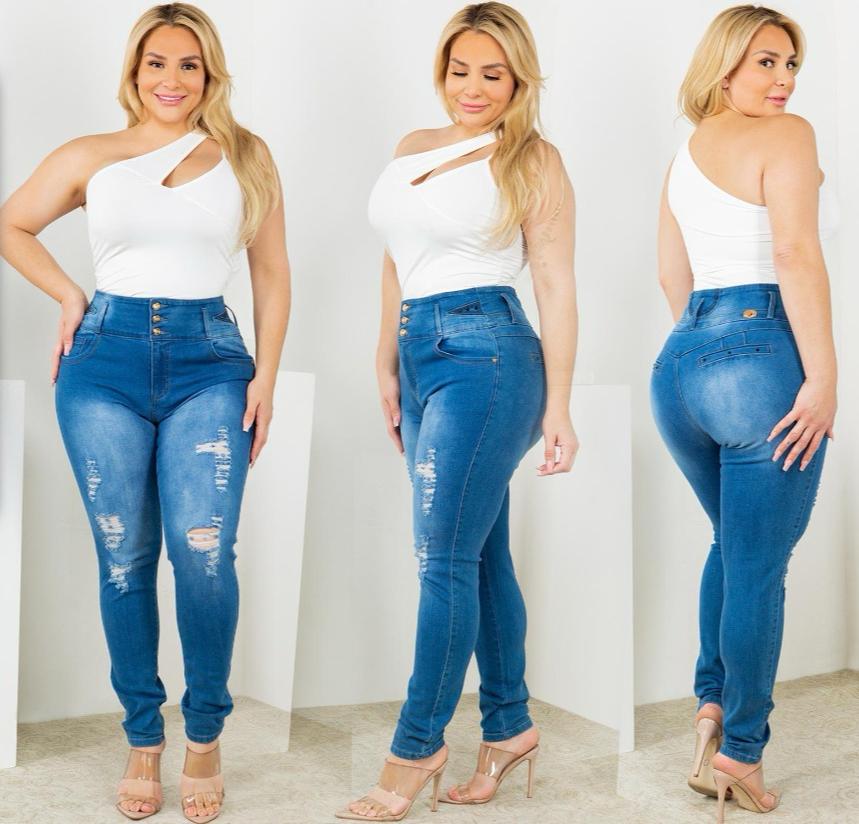PLUS RIPPED DENIM