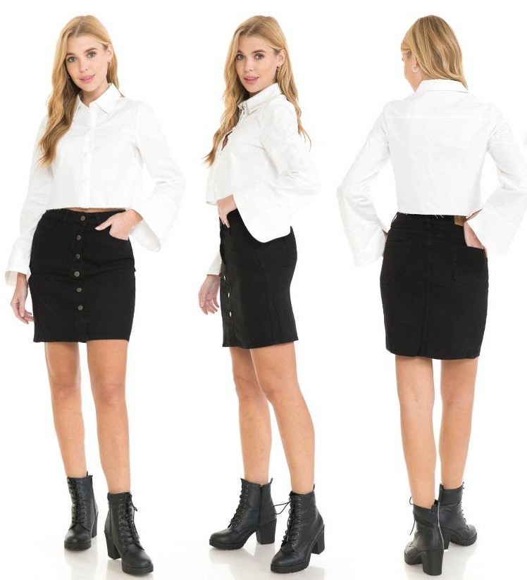 BOTTON FRONT JEANS SKIRTS