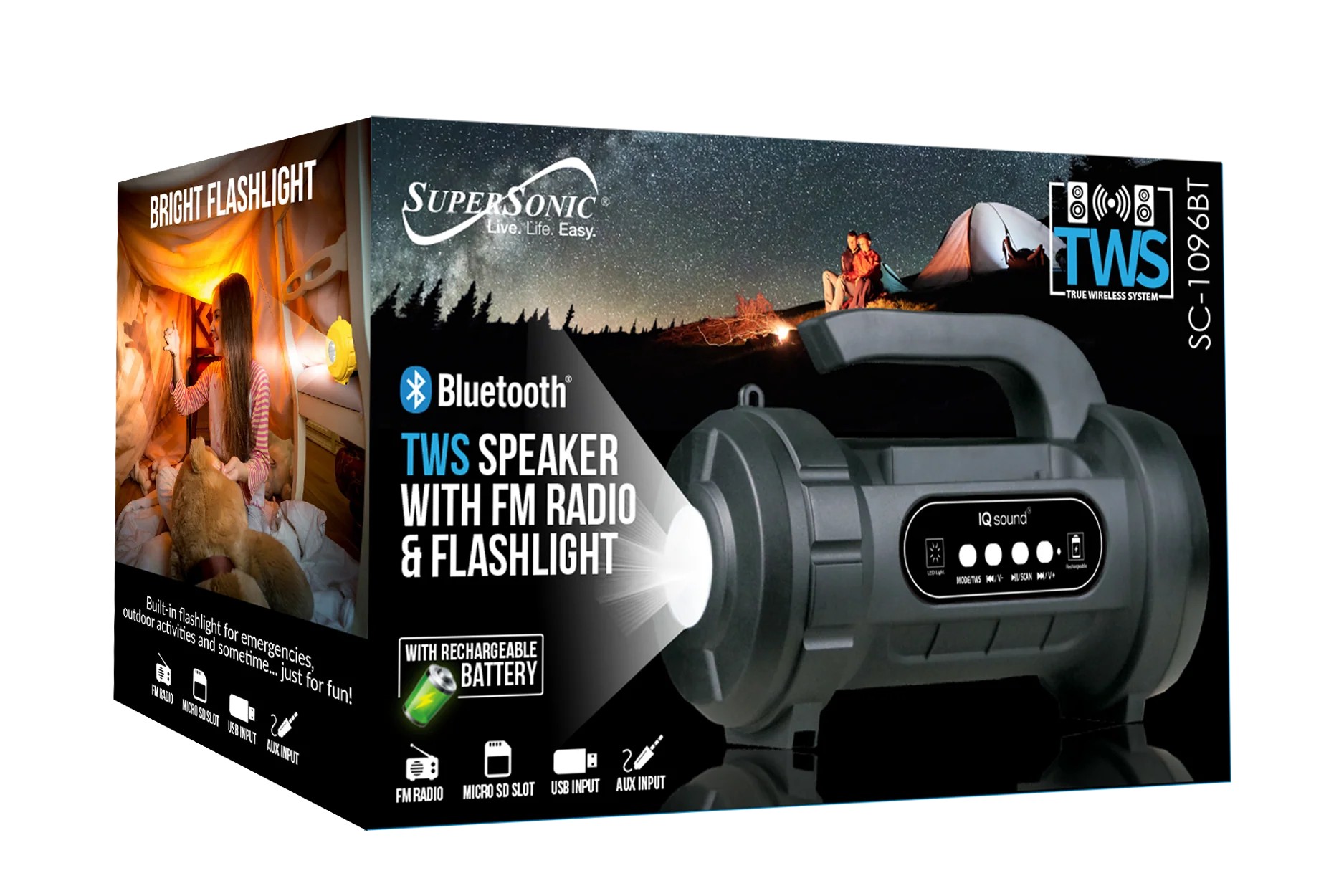 SUPERSONIC TWS BT SPEAKER FLASHLIGHT